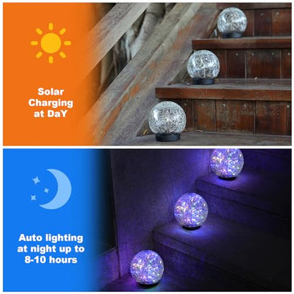 MLKNK Solar Globe Lights Outdoor Waterproof-Solar Balls-Solar Garden Lights-Orbs for Outside 2 Pack Cracked Glass Ball for Lawn Patio Yard Backyard Decorations