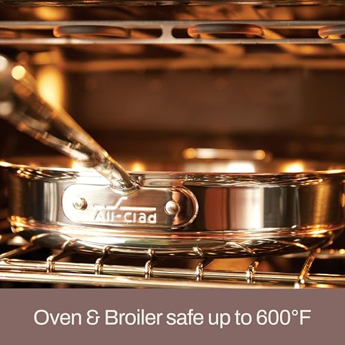 All-Clad Copper Core 5-Ply Stainless Steel Sauce Pan 2 Quart Induction Oven Broiler Safe 600F Pots and Pans, Cookware Silver