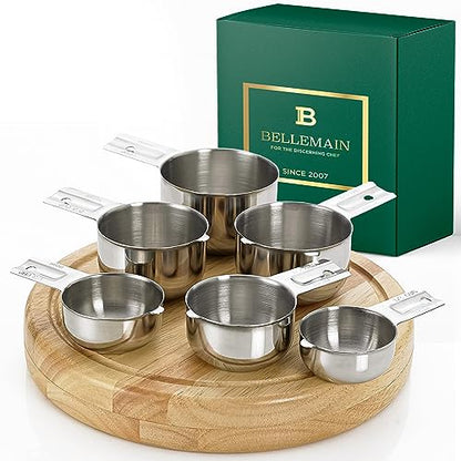 Bellemain One-Piece Stainless Steel Measuring Cups Set of 6 – Nesting Metal Measuring Cups for Kitchen – Dry & Liquid Measurements (ML & OZ), Rust-Resistant, Dishwasher Safe, Ergonomic Design