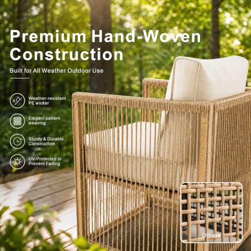 7 Piece Outdoor Small Patio Furniture Set, Wicker Sectional Furniture Set