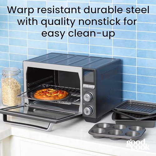 GoodCook Everyday Nonstick Toaster Oven 6-Piece Steel Bakeware Set, Gray