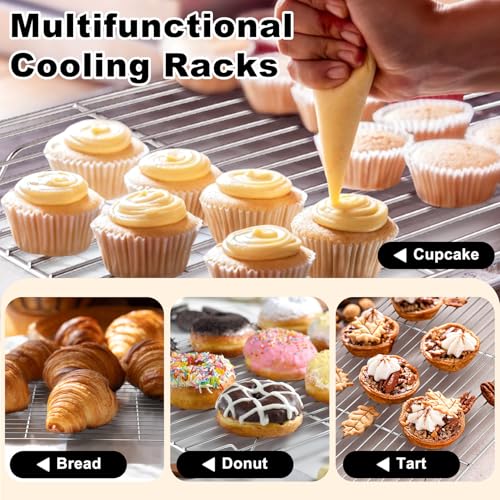 TeamFar Baking Sheet with Rack Set (3 Pans + 3 Racks), 19.6/16/12.5 Inch Stainless Steel Cookie Sheets Baking Pans Trays and Cooling Racks for Cooking Roasting, Non-Toxic & Heavy Duty, Dishwasher Safe