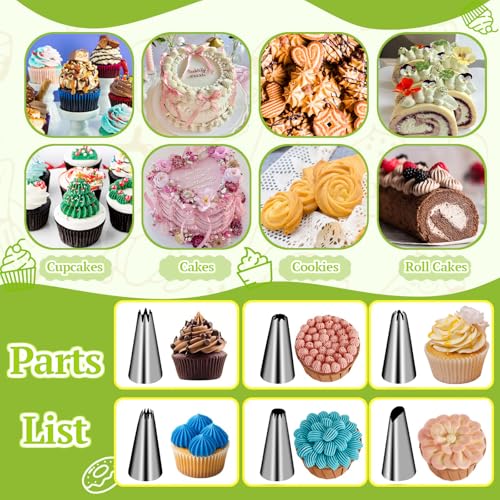 Suuker Cake Decorating Gun, Cupcake Icing Piping Kit, Cake Decorating Kit with 6 Stainless Steel Piping Tips, Cupcake Injector/Decorating Icing Set, White