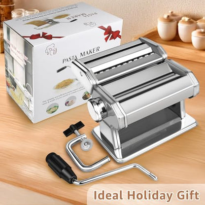 3 in 1 Pasta Maker - 7 Thickness Noodle Maker with Roller & 2 Width Cutters