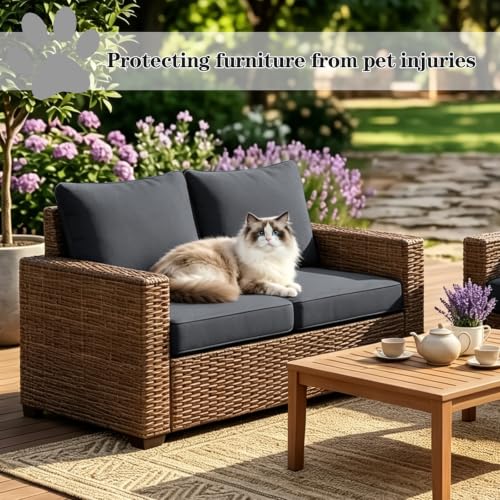 Outdoor Cushion Covers for Patio Furniture, Water Resistant Polyester Replacement Covers with Zipper Closure, Full Coverage Sofa Cushion Covers with 4mm Piping Edge for Sectional Outdoor Couch