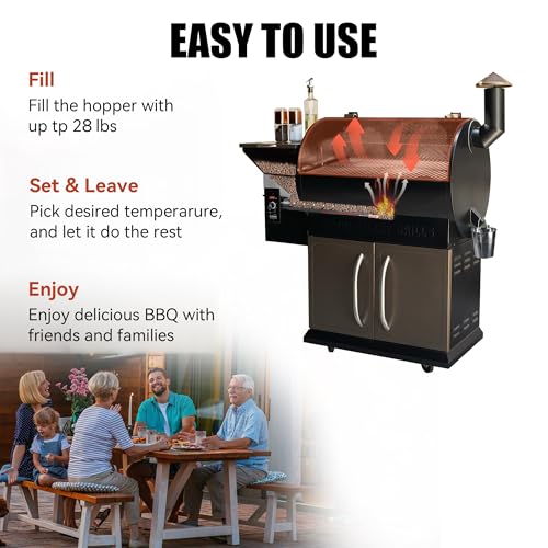 Z GRILLS 2026 Upgrade Wood Pellet Grill Smoker with PID Control, Built-in Storage Cabinet, Rain Cover, 700 sq. in Cooking Area for Outdoor BBQ, Smoke, Bake and Roast