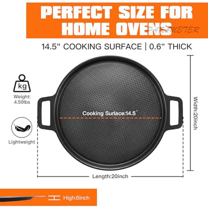 Nonstick Pizza Steel Pan for Pizzas & Flatbreads up to 14", Tri-Ply Stainless Steel with Aluminum Core, Lightweight 4.6 lbs Design, Oven & BBQ Grill Safe up to 900°F, Easy Clean Cooking Surface