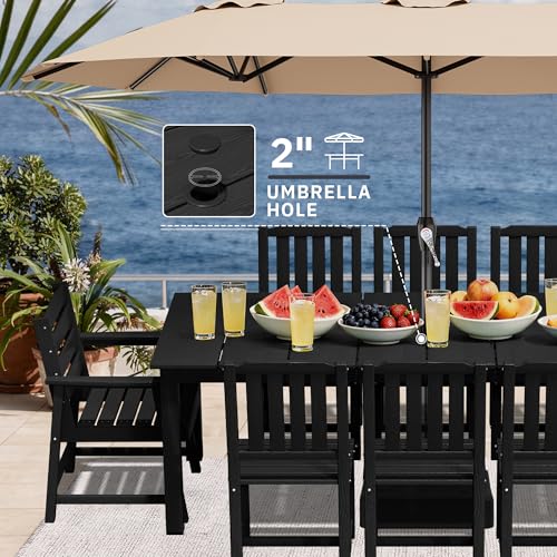 AreShark Patio Dining Set 9 Pcs, Outdoor Table with 8 Chairs, Black