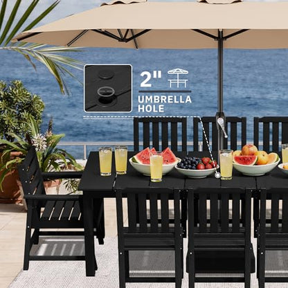 AreShark Patio Dining Set 9 Pcs, Outdoor Table with 8 Chairs, Black