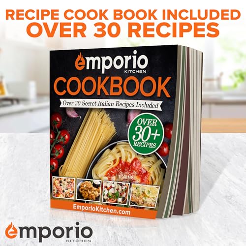Emporio Kitchen Baking Pan Set - Nonstick Coating, Carbon Steel Bakeware Set with White Silicone Handle, PFOA, PFOS, PTFE Free, Recipe Booklet Included, Oven Safe Tray (Up To 450° F) Set of 25 - White