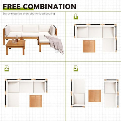 Greesum 5‑Pieces Small Patio Sofa, Outdoor Sectional Couch