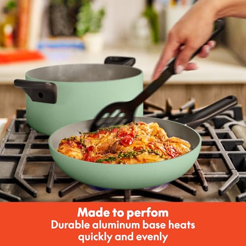 bella 21 Piece Kitchen Set with EverGood™ Ceramic Nonstick Coating, Dishwasher & Oven Safe, All Stovetops Compatible, Tempered Glass Lids & Cool Touch Handles, Seaglass