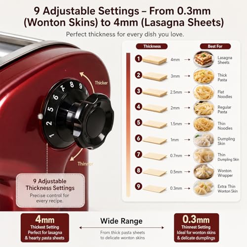 LEONEBEBE Electric Pasta Maker Machine, 135W Commercial Dough Sheeter with 2.5mm Blade, Adjustable 0.3-4mm Thickness, for Pasta, Dumplings – Restaurant & Home Use
