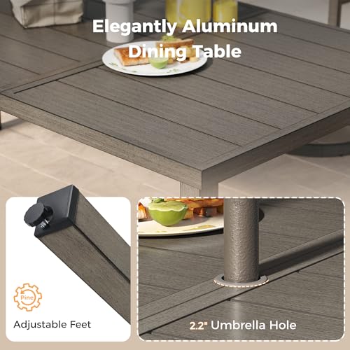 HAPPATIO Patio Dining Set for 8, 9-Piece Outdoor Aluminum Dining Furniture Set, 8 Cushioned Dining Chairs and Table for Deck Yard Poolside, Rust-Proof, Weather-Resistant, Easy Assembly