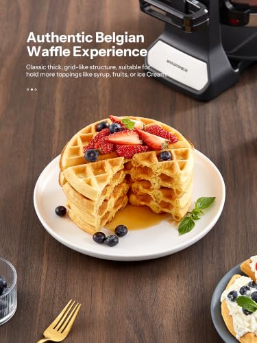 Winpper Double Belgian Waffle Maker, 1400W Rotating Flip Waffle Iron