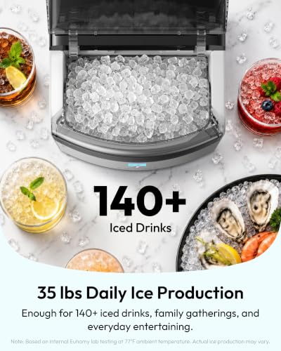 Euhomy Countertop Nugget Ice Maker, 35lbs Daily Sonic Crushed Ice Machine