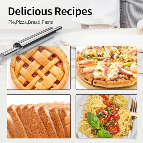 Rolling Pin (17 Inches) –304 Stainless Steel Roll Pins for Baking Pizza Dough Pie Cookie-Dough Roller& Smooth Construction - Essential Kitchen Utensil