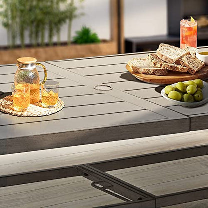 HAPPATIO Aluminum 9 Piece Patio Dining Set - Aluminum Outdoor Dining Set for 8, Patio Dining Table and Chairs Set, Patio Furniture with Table and Chairs (Gray)
