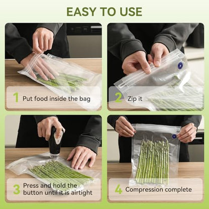 Vesta Precision Handheld Vacuum Sealer, Powerful Compact Vacuum Sealer for Food Save, Portable & Rechargeable Design Food Sealer for Seal Meal Saver, Works with valved Bags, Zipper Bags and Containers