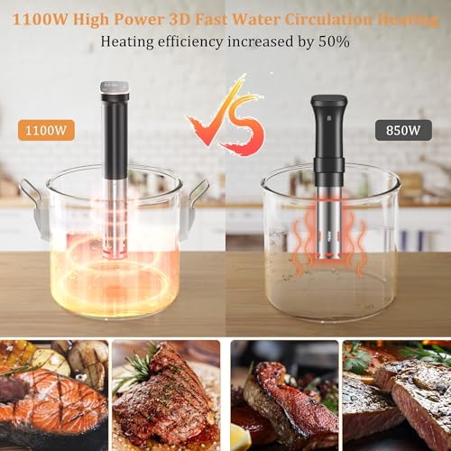 Sixfivsevn Sous Vide Cooker, Sous Vide Machine 1100 W, Immersion Circulator Precisional Cooker with Touch Control, Accurate Temperature, Ultra-quiet, IPX7 Waterproof, Fast Heating and Time Control