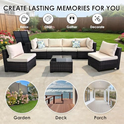 Xiacare 8 Pieces Patio Furniture Set with Storage, Outdoor Sectional Sofas