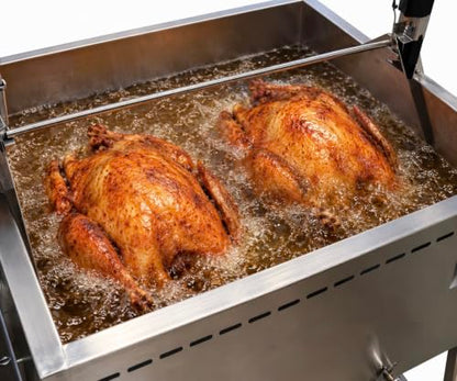 12 Gallon Propane Deep Fryer Cart | Basket Lift | Portable 4 Wheels | Stainless Steel | Outdoor Large Batch Frying for Chicken, Fish, and more | Turkey Fryer for Thanksgiving | Patent Pending