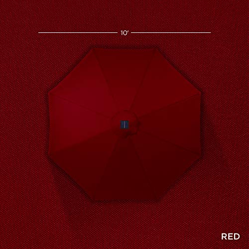 Best Choice Products 10ft Solar Polyester LED Lighted Patio Umbrella w/Tilt Adjustment and UV-Resistant Fabric - Red