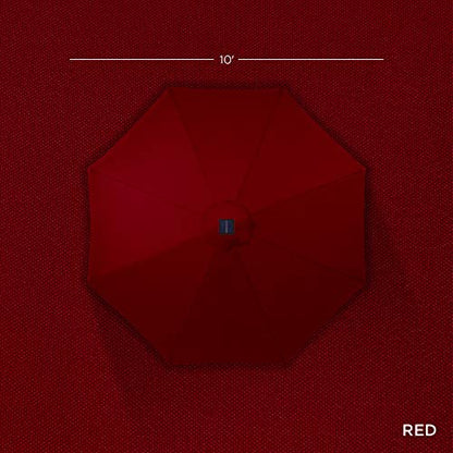 Best Choice Products 10ft Solar Polyester LED Lighted Patio Umbrella w/Tilt Adjustment and UV-Resistant Fabric - Red