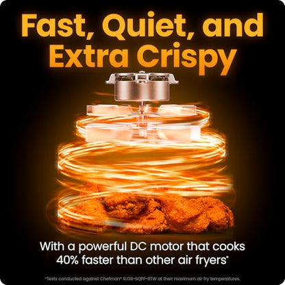 Chefman Air Fryer TurboFry 7-Qt, 6-in-1 High-Powered 450°F Cooking for Crispier Results, Compact Space-Saving Design, Air Fry, Bake, Broil, Reheat, Dehydrate, Defrost, Fast & Even Cooking – Black
