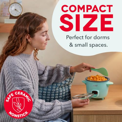 Dash Mini Ceramic Rice Cooker - Designed for Single-Serve Cooking - Compact Rice Cooker with Nonstick Removable Pot, Keep Warm Function & Easy-to-Clean Sleek Design - Black Ceramic