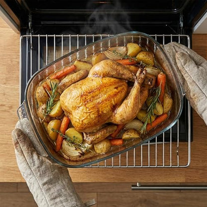 VRUIFA 9x13 Glass Baking Dish, 2.7 Quart Casserole Dishes for Oven, Borosilicate Glass