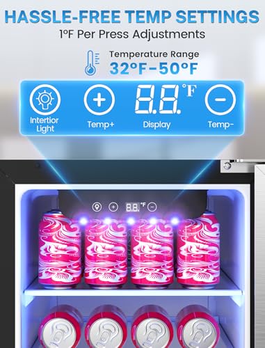 Electactic 15 Inch Outdoor Beverage Refrigerator, Undercounter Beverage Cooler with Stainless Steel Door, Built-in & Freestanding Drink Fridge for Beer Wine Soda, Outdoor Fridge for Patio Home Kitchen
