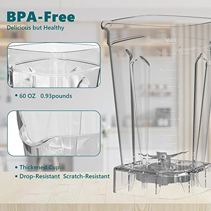 OMMO Blender 1800W, High Speed Countertop Blender with 60oz BPA-Free Jar