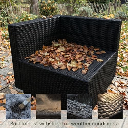 LayinSun 15 Piece Patio Furniture Set with Fire Pit Table, Outdoor Conversation Sets Wicker Rattan Sectional Sofa with Coffee Table