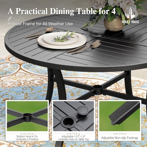 HERA'S HOUSE 5pc Patio Dining Set, 42" Round Table & 4 Rattan Chairs