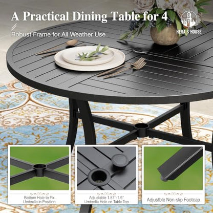 HERA'S HOUSE 5pc Patio Dining Set, 42" Round Table & 4 Rattan Chairs