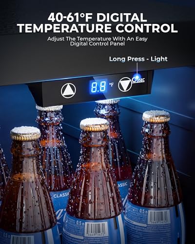 18L Beverage Refrigerator Cooler, 24-Can Mini Fridge with Glass Door
