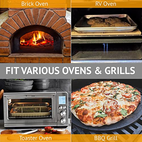 Waykea 9” Round Small Pizza Stone for Toaster Oven | Cordierite Grilling Stone Bread Baking Stone for Grill, Oven | Bake Homemade Golden Crispy Crust Pizza