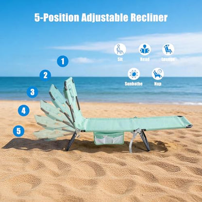SUNNYFEEL Lay Flat Tanning Chair, Face Down Lounger, 5-Position Reclining