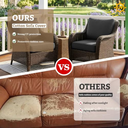 Outdoor Cushion Covers for Patio Furniture, Water Resistant Polyester Replacement Covers with Zipper Closure, Full Coverage Sofa Cushion Covers with 4mm Piping Edge for Sectional Outdoor Couch