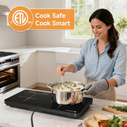 AMZCHEF Double Induction Cooktop, 1800W 2 Burner, ETL Certified