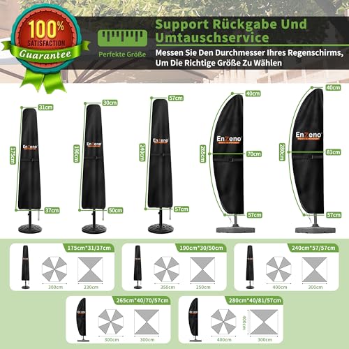 Enzeno Umbrella Covers for Patio Umbrellas 9-13 Feet,Oxford Fabric Outdoor Umbrella Cover Waterproof UV-Resistant Protection for Offset Umbrella & Parasol (Fits Cantilever Umbrella up to 9′S/13′R)