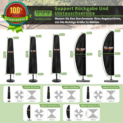Enzeno Umbrella Covers for Patio Umbrellas 9-13 Feet,Oxford Fabric Outdoor Umbrella Cover Waterproof UV-Resistant Protection for Offset Umbrella & Parasol (Fits Cantilever Umbrella up to 9′S/13′R)