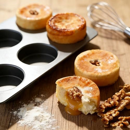 Elesinsoz 6 Cup Straight Side Jumbo English Muffin Cupcake Pan with Lid, Nonstick Hamburger Burger Bun Mold Muffin Pan for Baking Egg Sandwich Frittata Cinnamon Roll Focaccia Quiche Pancake
