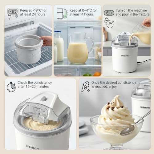 Stillstorm Ice Cream Maker，1.5 Quarts Ice Cream Machine for Home