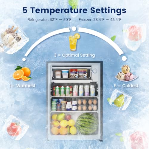 BANGSON Mini Refrigerator for Dorm Bedroom, Compact Fridge, Energy-efficient, Low Noise