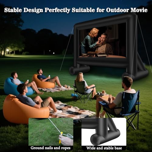 AZXRHWYGS 14 Feet Indoor and Outdoor Inflatable Blow up Mega Movie Projector Screen with Carry Bag for Front and Rear Projection