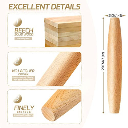 French Rolling Pin for Baking - AMPSEVEN Wooden Rolling Pin Dough Roller for Pizza Fondant Pasta Dumpling tortillas (20cm(7.9inch))