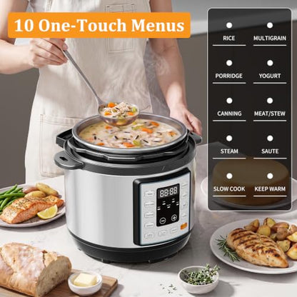 NEWBULIG 10-In-1 Electric Pressure Cooker, 3 Quart Multi Cooker for Rice, Stew and Steam, Small Programmable Stainless Steel Pot with Slow Cook Function and Ceramic Inner Pot
