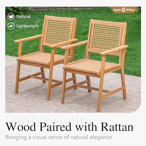 Sophia & William 2-Piece Patio Dining Set, Rattan, Chairs, Dark Brown